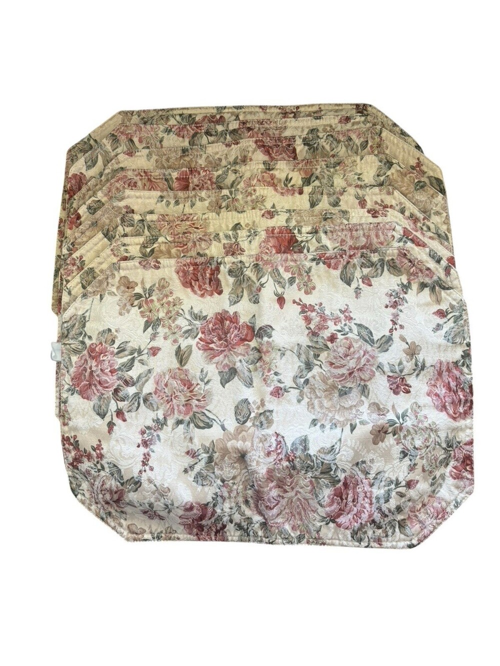 Vintage Fabric Floral Placemats Shabby Chic Country Cottage Set Of 8